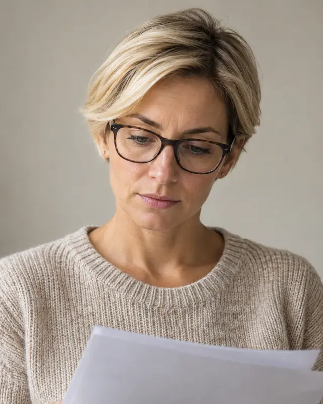 Amparo Soler leyendo un informe impreso